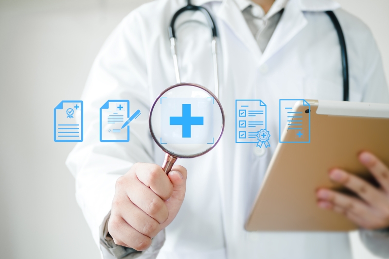 A doctor creating a medicolegal report